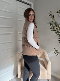 Ellis Corduroy Puffer Vest (Mushroom)