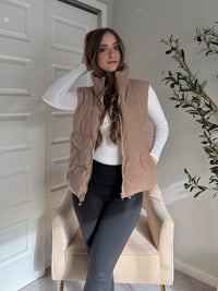 Ellis Corduroy Puffer Vest (Mushroom)