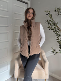 Ellis Corduroy Puffer Vest (Mushroom)