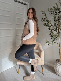 Ellis Corduroy Puffer Vest (Mushroom)