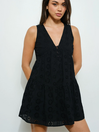 Emerson Eyelet Mini Dress (Black)