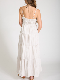 Emma Striped Tiered Empire Maxi Dress (Mocha)
