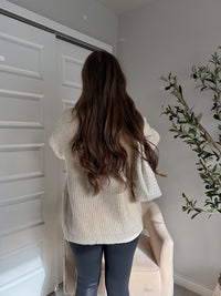 Evelyn Oversized Open-Front Knit Cardigan (Oat)