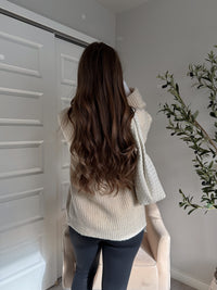 Evelyn Oversized Open-Front Knit Cardigan (Oat)