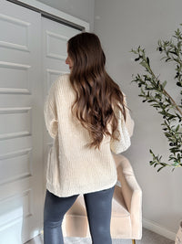 Evelyn Oversized Open-Front Knit Cardigan (Oat)
