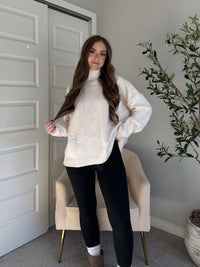 Frost Haven Oversized Turtleneck Sweater (Cream)