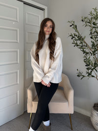 Frost Haven Oversized Turtleneck Sweater (Cream)