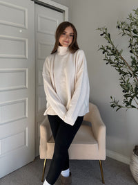 Frost Haven Oversized Turtleneck Sweater (Cream)