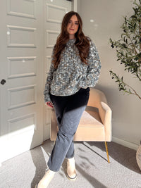 Frosted Pines Crew Neck Chunky Knit Sweater (Blue/Multi)