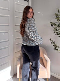 Frosted Pines Crew Neck Chunky Knit Sweater (Blue/Multi)