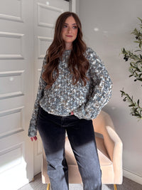 Frosted Pines Crew Neck Chunky Knit Sweater (Blue/Multi)