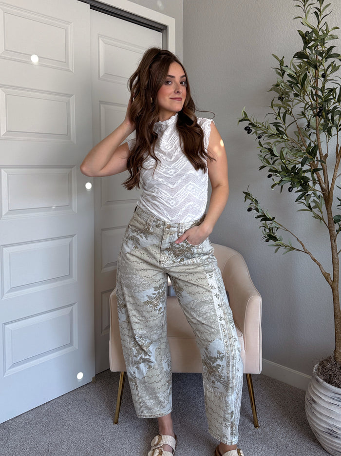 Genevieve Floral Multi Printed Barrel Pants (Olive/Multi)