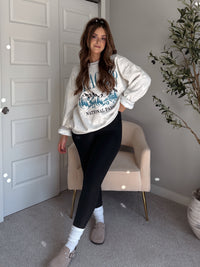 Glacier Embroidered Oversized Crewneck Sweatshirt (Light Heather Gray)