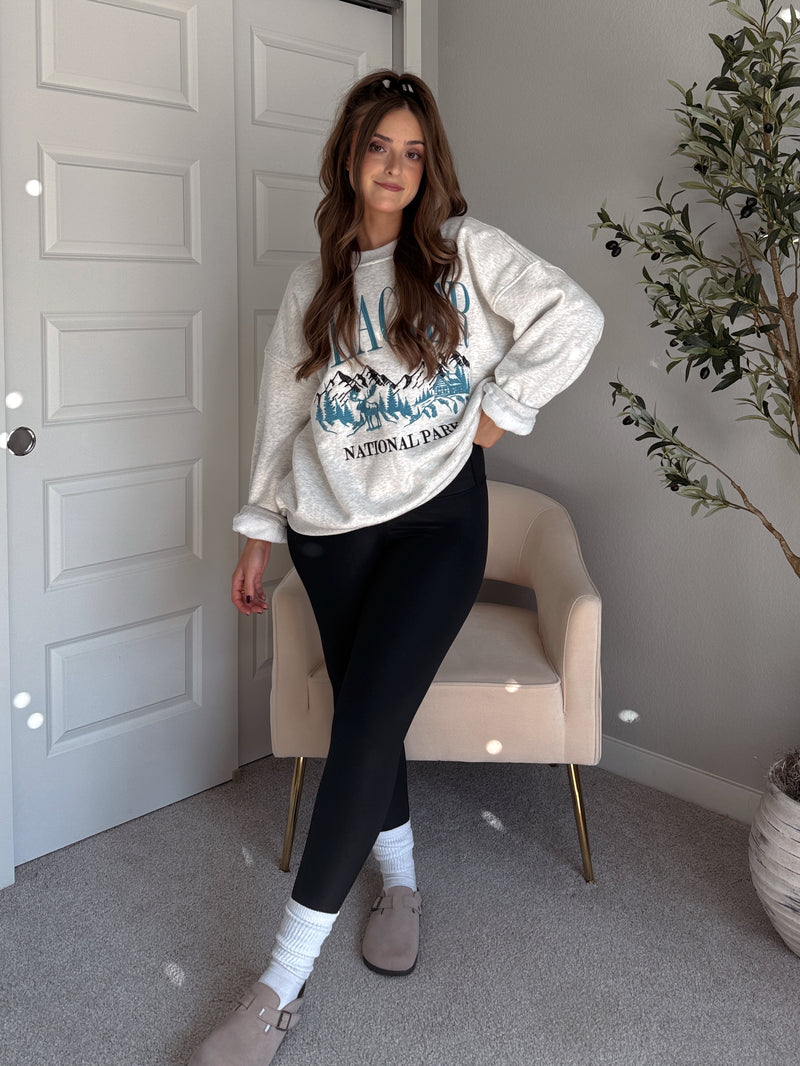 Glacier Embroidered Oversized Crewneck Sweatshirt (Light Heather Gray)