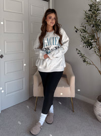 Glacier Embroidered Oversized Crewneck Sweatshirt (Light Heather Gray)