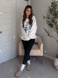 Glacier Embroidered Oversized Crewneck Sweatshirt (Light Heather Gray)