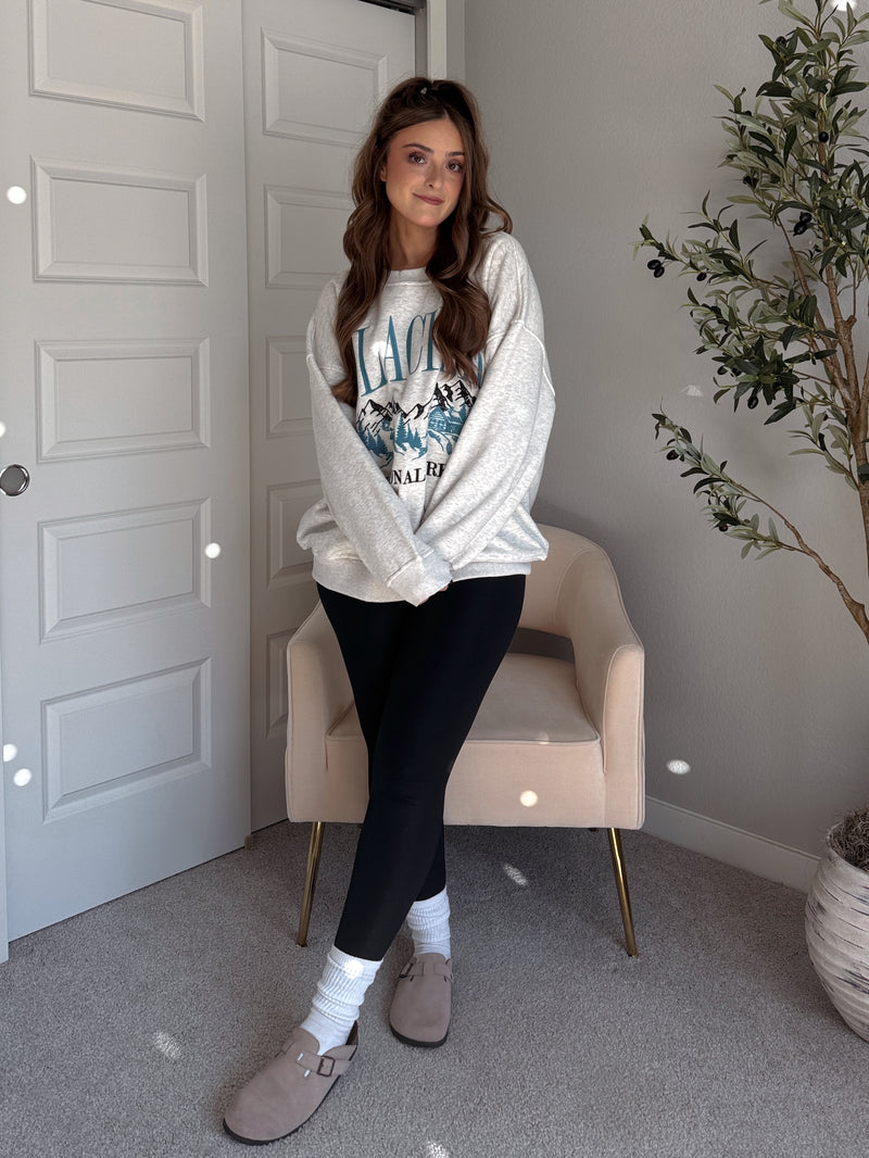 Glacier Embroidered Oversized Crewneck Sweatshirt (Light Heather Gray)