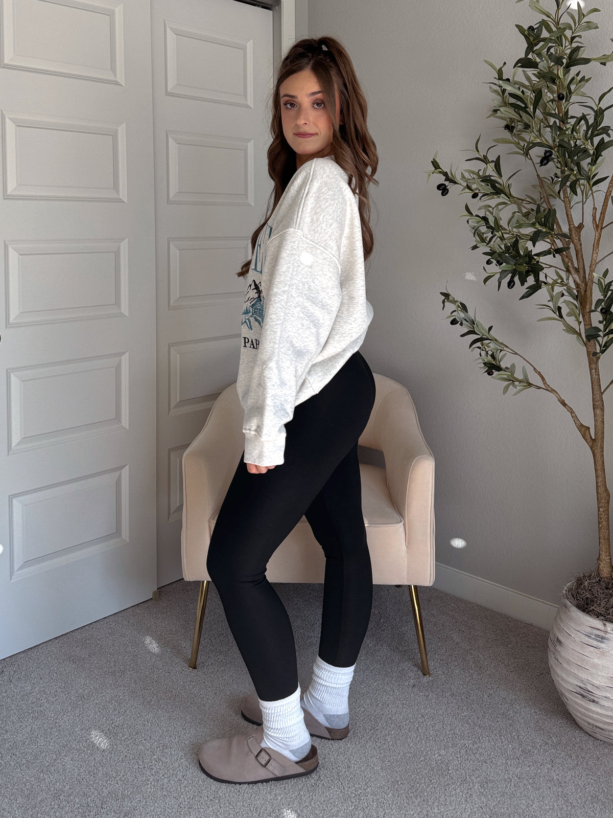 Glacier Embroidered Oversized Crewneck Sweatshirt (Light Heather Gray)