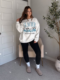 Glacier Embroidered Oversized Crewneck Sweatshirt (Light Heather Gray)
