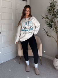 Glacier Embroidered Oversized Crewneck Sweatshirt (Light Heather Gray)