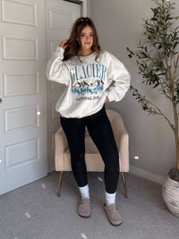 Glacier Embroidered Oversized Crewneck Sweatshirt (Light Heather Gray)
