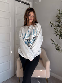 Glacier Embroidered Oversized Crewneck Sweatshirt (Light Heather Gray)