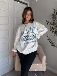 Glacier Embroidered Oversized Crewneck Sweatshirt (Light Heather Gray)