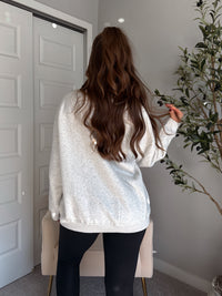 Glacier Embroidered Oversized Crewneck Sweatshirt (Light Heather Gray)