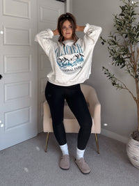 Glacier Embroidered Oversized Crewneck Sweatshirt (Light Heather Gray)