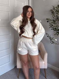 Hallie Oversized Striped Long Sleeve Tee (Butter Yellow/White)