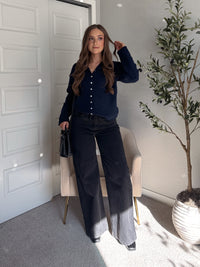 Hannah Lightweight Button Down Cardigan (Navy)