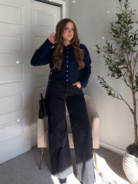 Hannah Lightweight Button Down Cardigan (Navy)