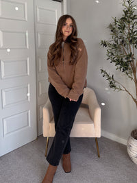 Harrington Oversized Vintage Wash Cotton Barn Jacket (Brown)