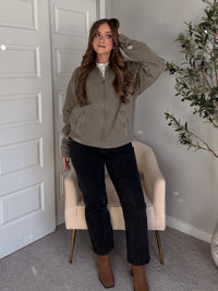 Harrington Oversized Vintage Wash Cotton Barn Jacket (Olive)