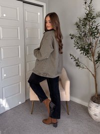 Harrington Oversized Vintage Wash Cotton Barn Jacket (Olive)