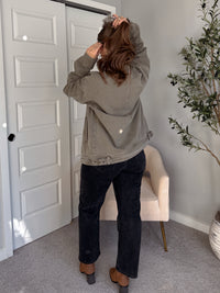 Harrington Oversized Vintage Wash Cotton Barn Jacket (Olive)