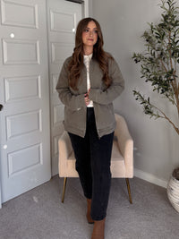 Harrington Oversized Vintage Wash Cotton Barn Jacket (Olive)