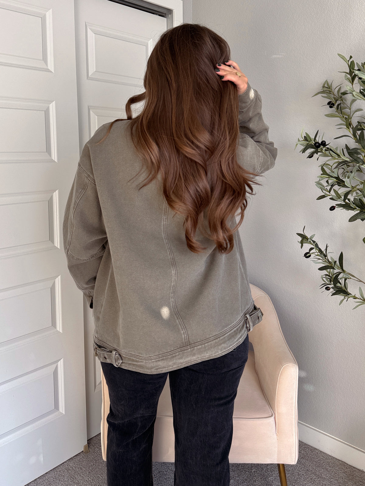 Harrington Oversized Vintage Wash Cotton Barn Jacket (Olive)