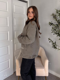 Harrington Oversized Vintage Wash Cotton Barn Jacket (Olive)