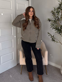 Harrington Oversized Vintage Wash Cotton Barn Jacket (Olive)