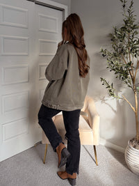 Harrington Oversized Vintage Wash Cotton Barn Jacket (Olive)