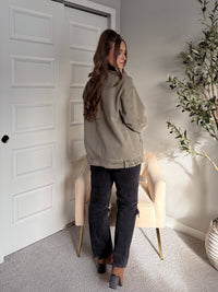 Harrington Oversized Vintage Wash Cotton Barn Jacket (Olive)