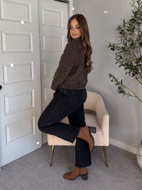 Hawthorne Chenille Cable Knit Collared Cardigan (Olive)