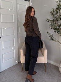 Hawthorne Chenille Cable Knit Collared Cardigan (Olive)