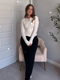 Hayes Long Sleeve Micro-Ribbed Henley Top (Natural)