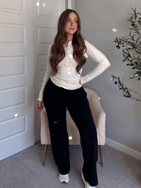 Hayes Long Sleeve Micro-Ribbed Henley Top (Natural)