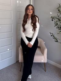 Hayes Long Sleeve Micro-Ribbed Henley Top (Natural)
