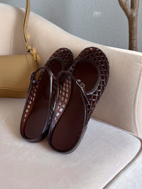 Hazel Woven Jelly Slip-On Mary Jane Flat (Dark Brown)