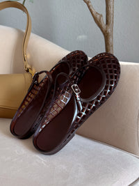 Hazel Woven Jelly Slip-On Mary Jane Flat (Dark Brown)