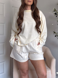 Honeybelle Contrast Stitch Lounge Shorts (Butter Cream)